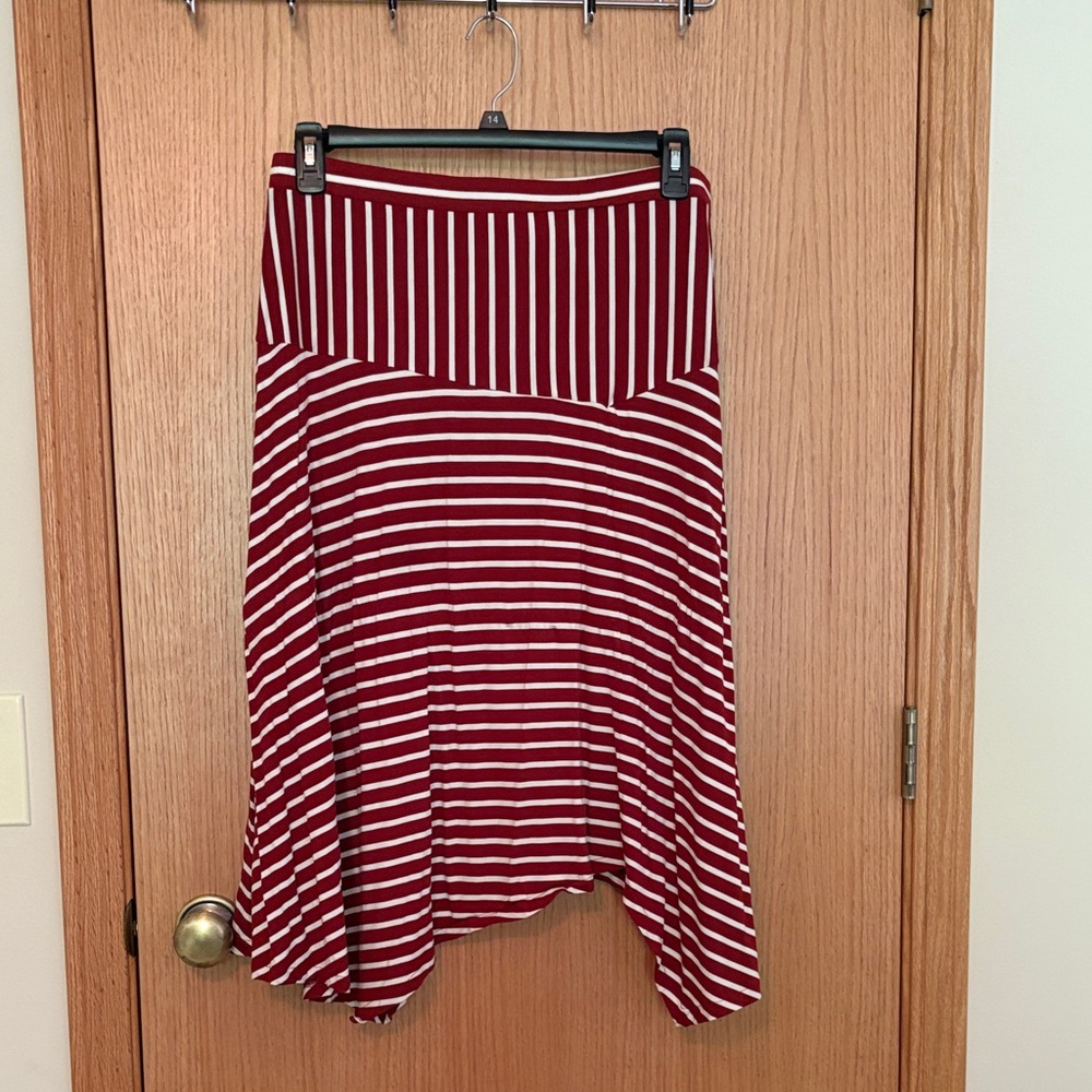 Boden Striped A-Line Skirt with asymmetrical hem size 12